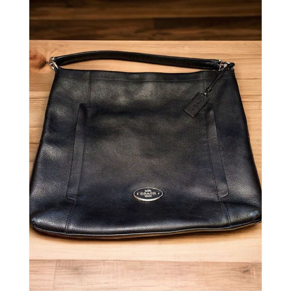 Coach Women's Scout Black Pebble Leather Hobo Bag Saddle Bag - Picture 2 of 12